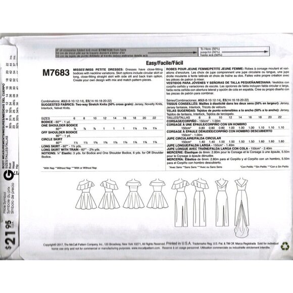 McCalls M7683 Misses 6 to 14 Special Occasion Cocktail Prom Dress Uncut Pattern - Picture 2 of 2